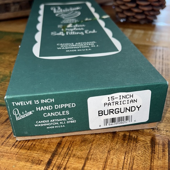 Patrician Vintage 15” Burgundy Hand Dipped Candles. Box of 12. Brand new - Picture 4 of 6
